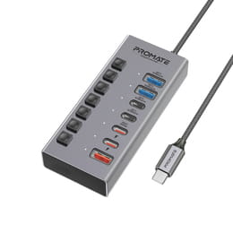 Концентратор USB Type-C Promate Gegahub-10G 7 in 1 Grey